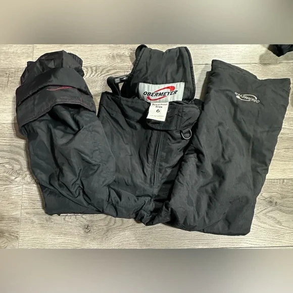 Obermeyer Kids Snow Ski Bibs Youth Size 6 Black Wore OnceI-Grow Never Used!!